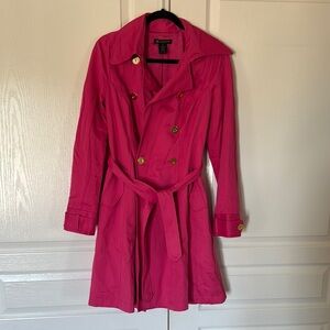 Women's Pink Double-Breasted Trench Coat